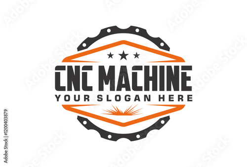 CNC Lathe machine Logo Computer Numerical Control modern 3D cutting technology logo design template vector 6