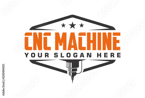 CNC Lathe machine Logo Computer Numerical Control modern 3D cutting technology logo design template vector 5