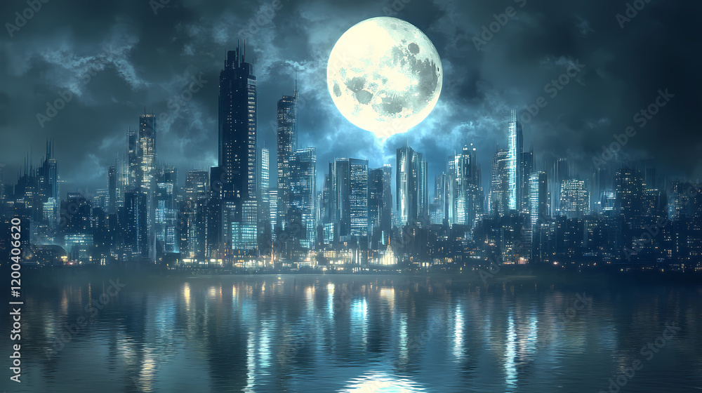 Obraz premium futuristic glowing cityscape