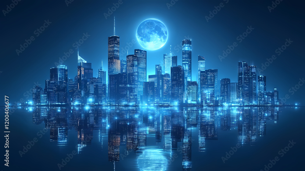 Obraz premium futuristic glowing cityscape