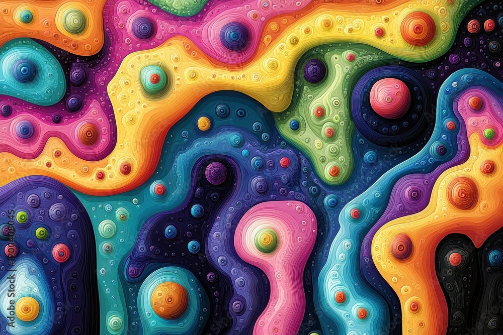 A vibrant abstract design featuring colorful swirling patterns and bubbles. A vibrant abstract design featuring colorful swirling patterns and bubbles.