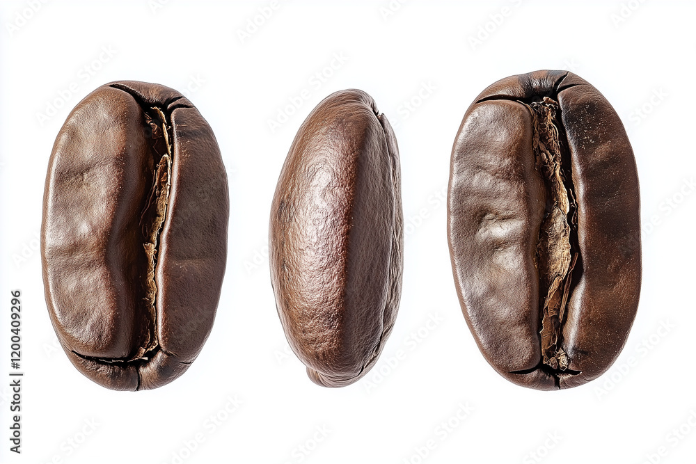 Fototapeta premium Set of coffee bean, brown roasted caffeine espresso seed 