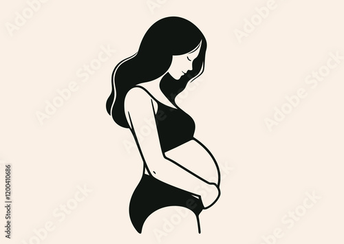 Pregnant young woman Vector