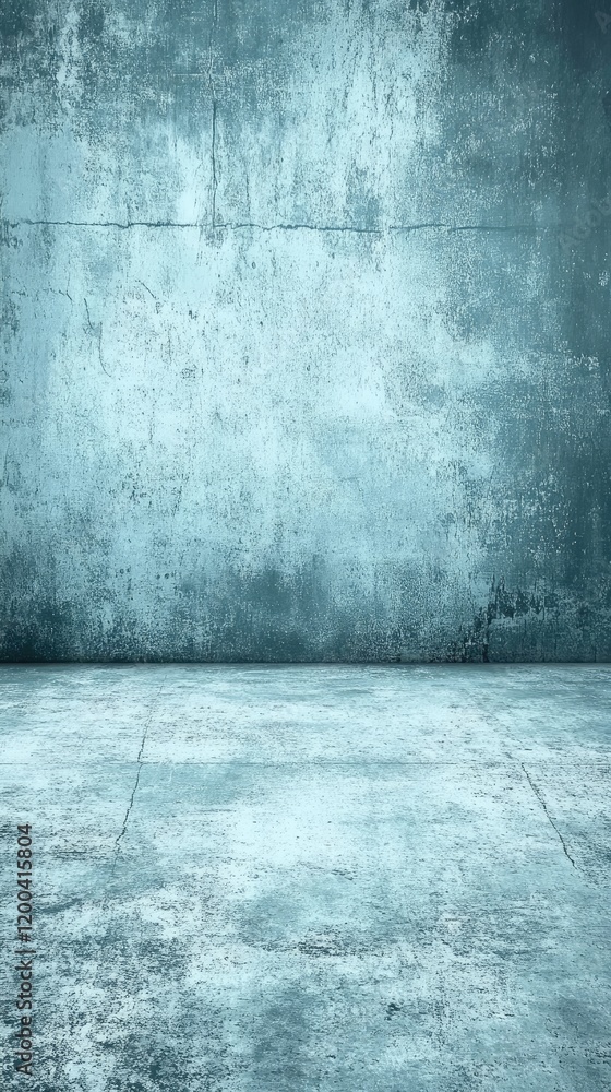 Fototapeta premium Blue grunge wall, floor studio background
