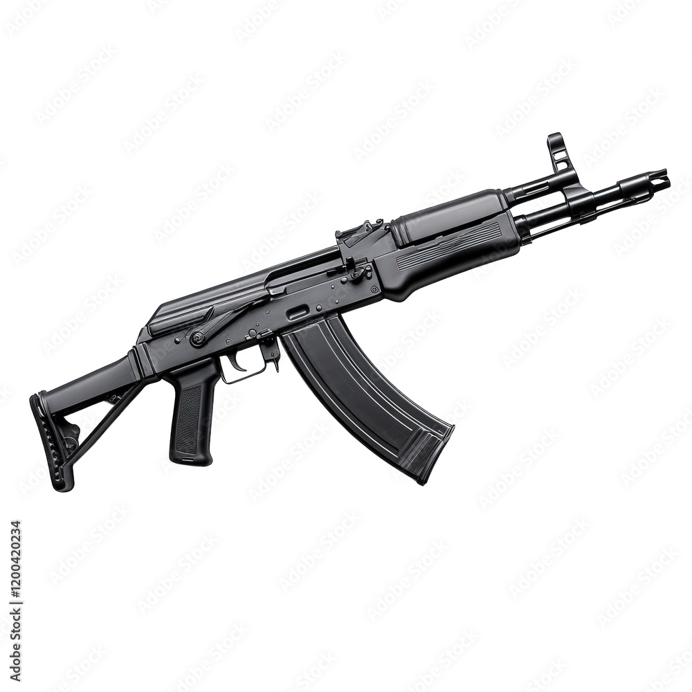 black model of an ak-47 rifle. showcasing its detailed design and structure against a plain white background the purpose appears to be artistic or illustrative. possibly for educational or decorative black model of an ak-47 rifle. showcasing its detailed design and structure against a plain white background the purpose appears to be artistic or illustrative. possibly for educational or decorative