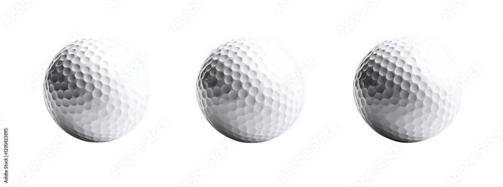 three white golf balls arranged in a row against a minimalistic white background the focus on the textured surface of the balls highlights their design and purpose in the sport of golf this compositio three white golf balls arranged in a row against a minimalistic white background the focus on the textured surface of the balls highlights their design and purpose in the sport of golf this compositio