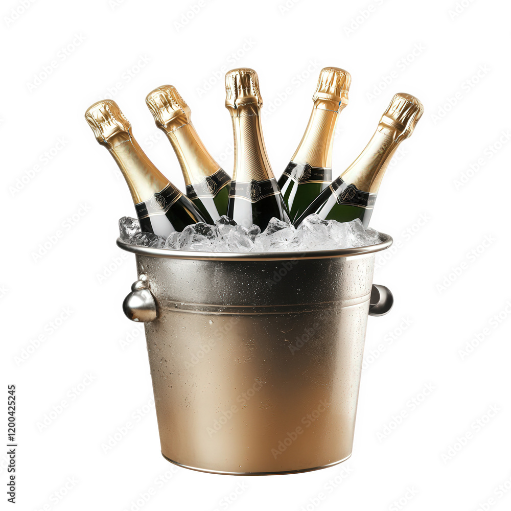 metallic bucket filled with ice and several bottles of champagne. suggesting a celebratory atmosphere the arrangement of the bottles and the ice conveys an elegant and festive setting. often associate metallic bucket filled with ice and several bottles of champagne. suggesting a celebratory atmosphere the arrangement of the bottles and the ice conveys an elegant and festive setting. often associate
