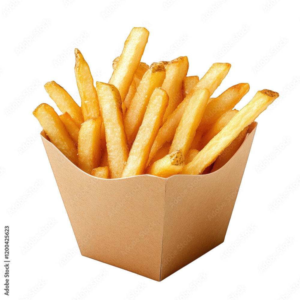 container filled with golden. crispy french fries. showcasing their appealing texture and color the fries are stacked upright. emphasizing their freshness and crunchiness. making them a tempting snack container filled with golden. crispy french fries. showcasing their appealing texture and color the fries are stacked upright. emphasizing their freshness and crunchiness. making them a tempting snack