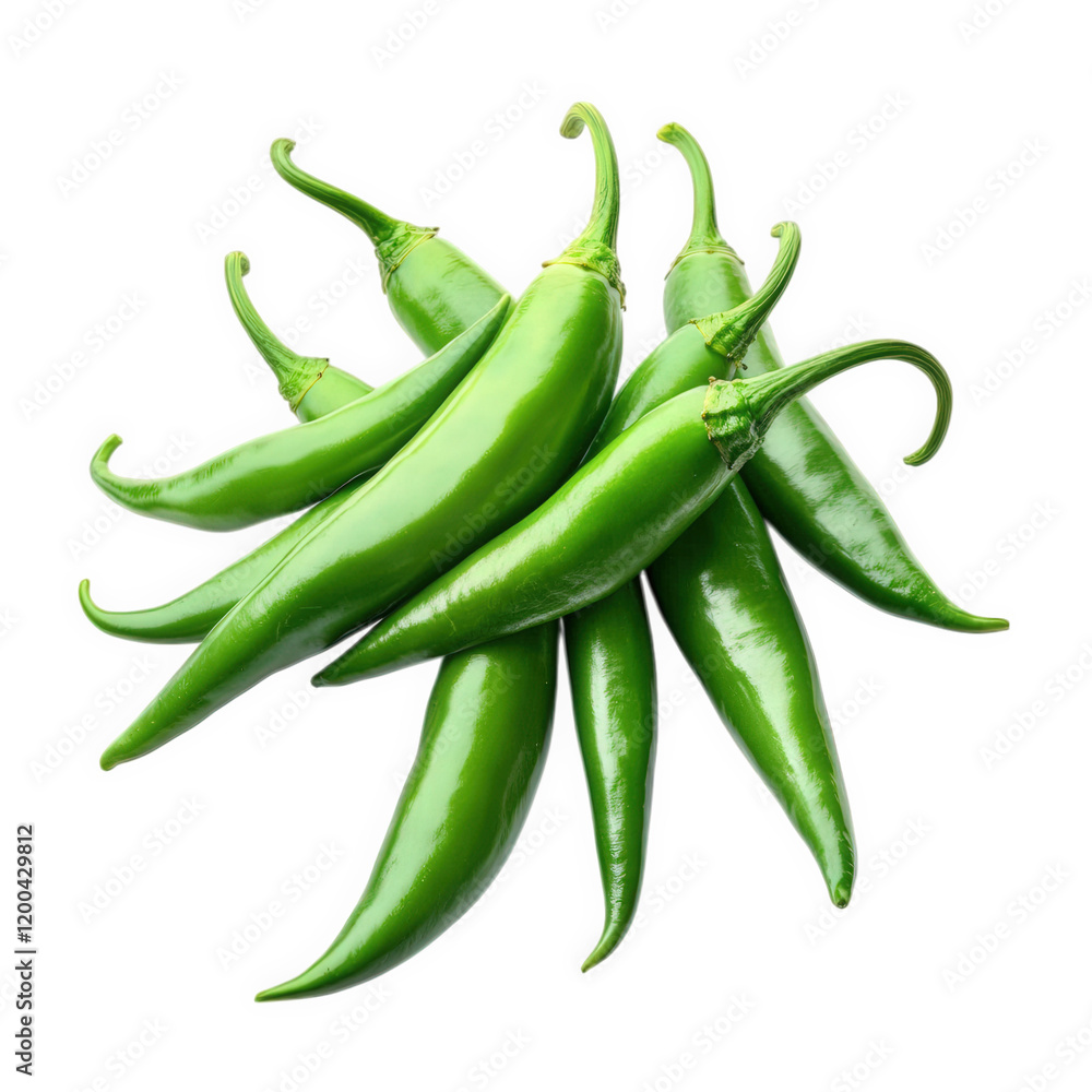 a vibrant arrangement of green chili peppers. showcasing their smooth texture and elongated shape. ideal for culinary use in various dishes the peppers are displayed against a plain white background. a vibrant arrangement of green chili peppers. showcasing their smooth texture and elongated shape. ideal for culinary use in various dishes the peppers are displayed against a plain white background.