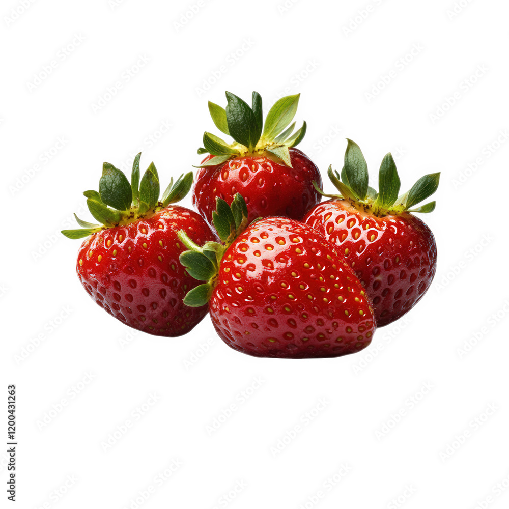 group of fresh. ripe strawberries arranged attractively against a white background. reflecting their vibrant red color and green leaves this composition highlights the natural beauty and freshness of group of fresh. ripe strawberries arranged attractively against a white background. reflecting their vibrant red color and green leaves this composition highlights the natural beauty and freshness of