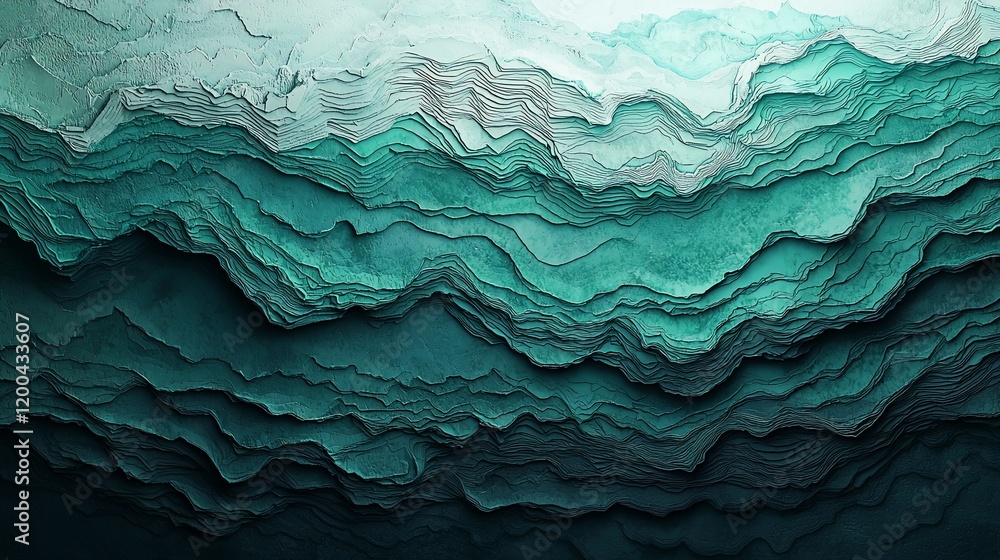 Obraz premium Abstract teal layered landscape texture.