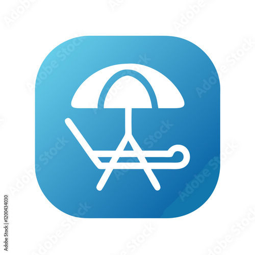 Lawn chairs icon with blue background and relaxing design for outdoor and leisure concepts
