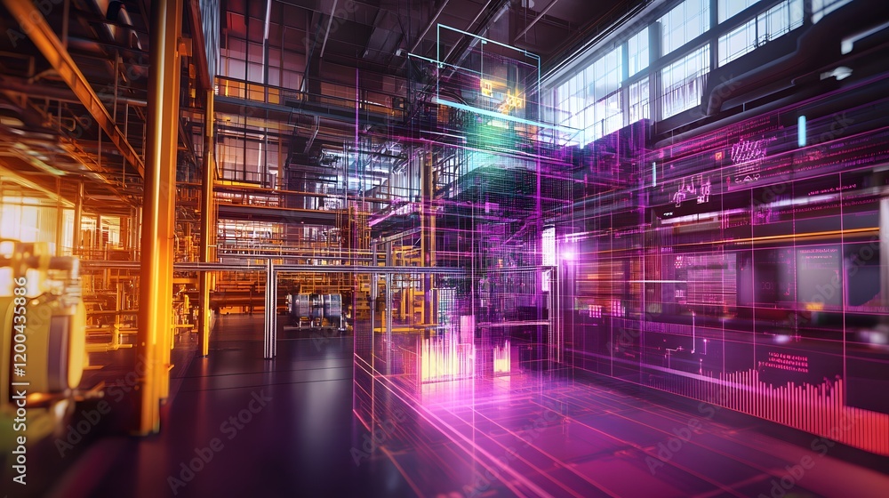 Industrial Factory Digital Transformation Overlay Visualization Industrial Factory Digital Transformation Overlay Visualization