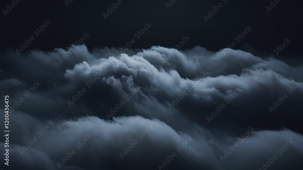 Obraz premium Dramatic dark clouds swirl in a moody, atmospheric sky, creating a mesmerizing pattern of shadows and light.