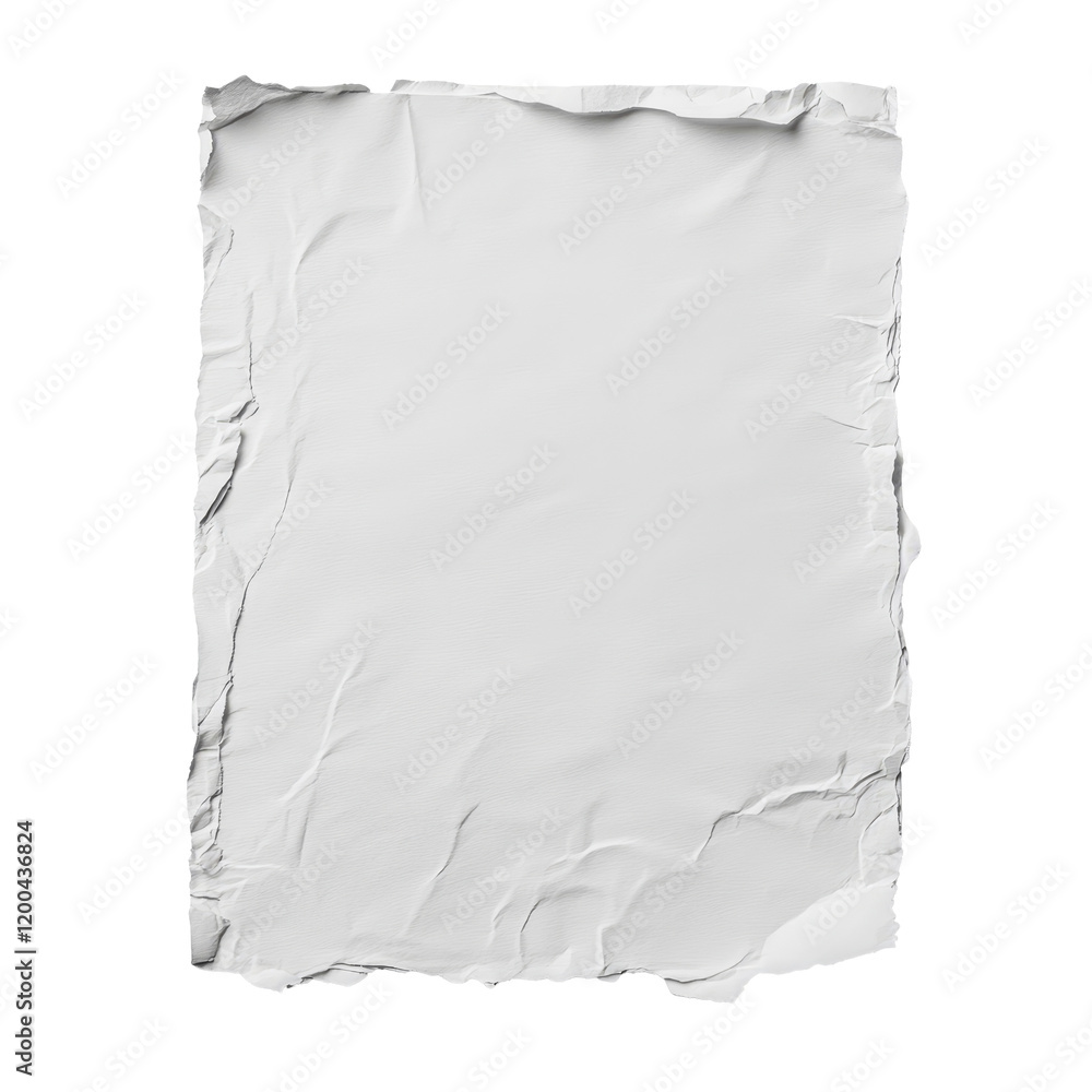 Crumpled blank transparent sheet of paper lies flat on a plain transparent background with soft shadows, blank transparent sheet of paper on transparent backgroundfile Crumpled blank transparent sheet of paper lies flat on a plain transparent background with soft shadows, blank transparent sheet of paper on transparent backgroundfile