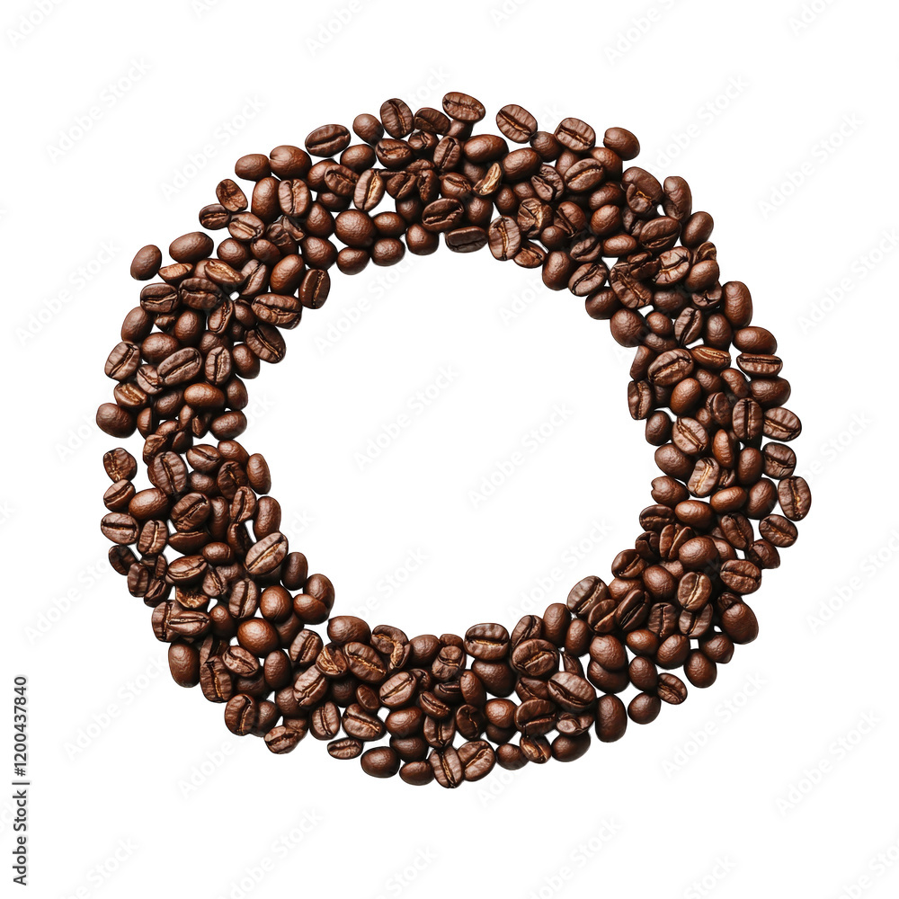 circular arrangement of roasted coffee beans. creating a visually appealing design that emphasizes the texture and color of the beans the empty center draws attention. making it suitable for coffee-re circular arrangement of roasted coffee beans. creating a visually appealing design that emphasizes the texture and color of the beans the empty center draws attention. making it suitable for coffee-re