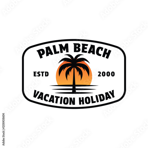 palm beach vaction holiday logo design concept vintage emblem badge style