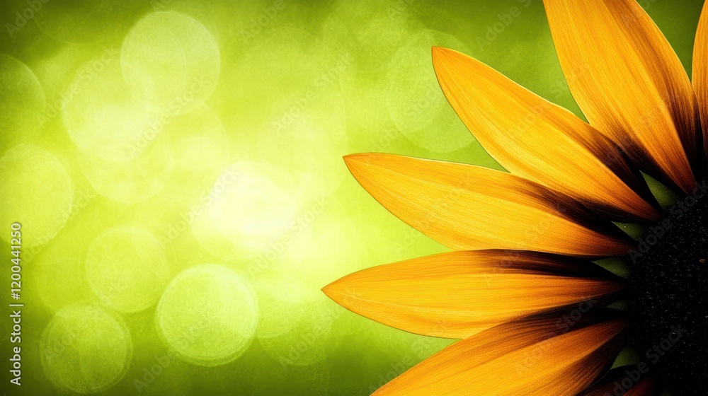 Obraz premium Close-up of vibrant yellow flower petals against a soft green bokeh background.