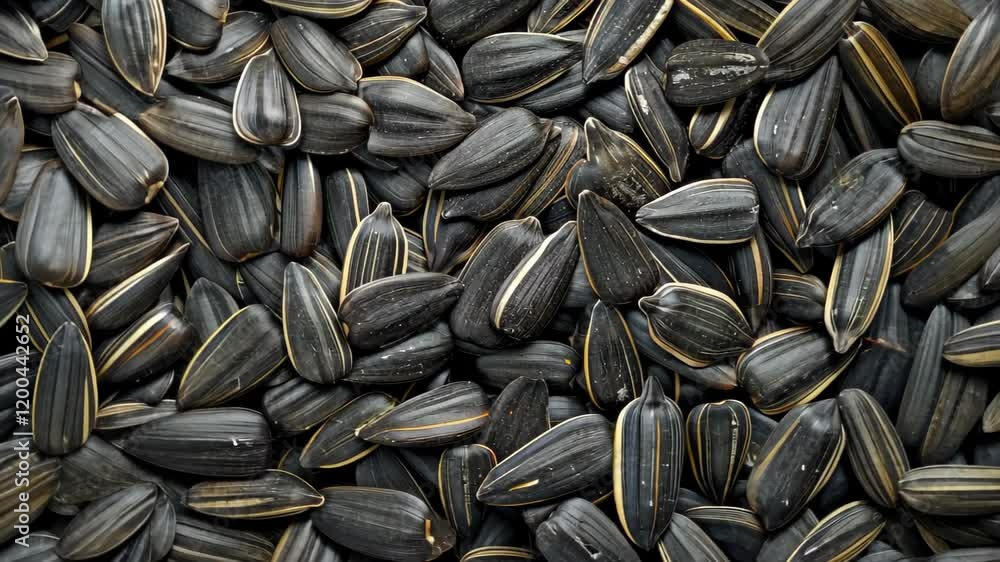 A panoramic view showcases the texture of black sunflower seeds, offering a captivating background. Ai Generated A panoramic view showcases the texture of black sunflower seeds, offering a captivating background. Ai Generated