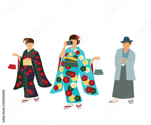 成人の日　着物を着た若者