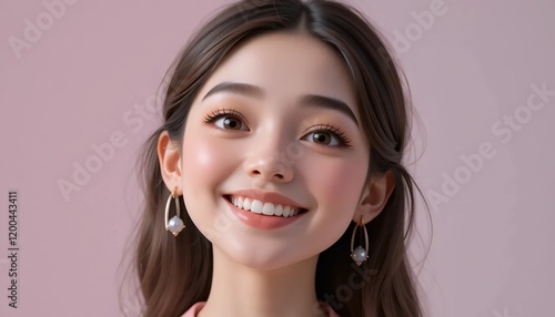 3D Claymorphism Illustration of a Pastel Professional Young Woman with Radiant Smile on Minimal Background