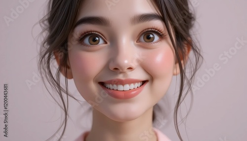 3D Claymorphism Illustration of a Pastel Professional Young Woman with Radiant Smile on Minimal Background