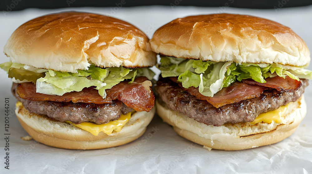 Juicy Cheeseburger with Crispy Bacon Illustration Juicy Cheeseburger with Crispy Bacon Illustration