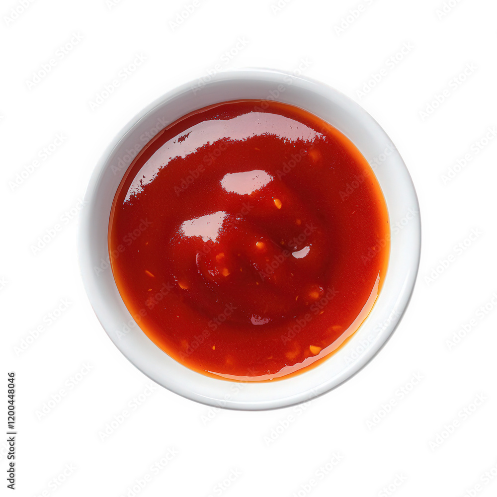 small white bowl filled with a vibrant red sauce. likely ketchup. showcasing its thick. smooth texture the bowl is set against a clean. white background. emphasizing the sauce's color and consistency. small white bowl filled with a vibrant red sauce. likely ketchup. showcasing its thick. smooth texture the bowl is set against a clean. white background. emphasizing the sauce's color and consistency.