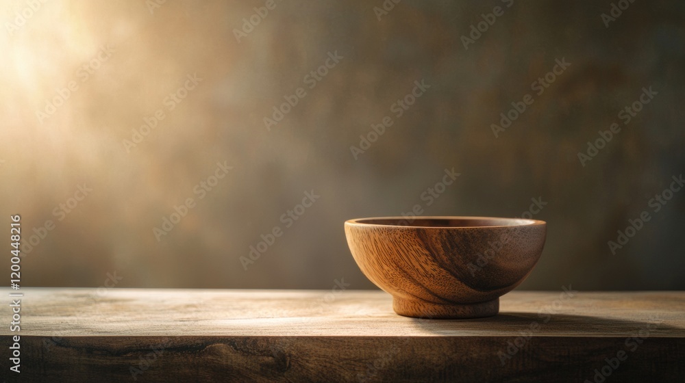 Simple Wooden Bowl in Rustic Lighting Simple Wooden Bowl in Rustic Lighting