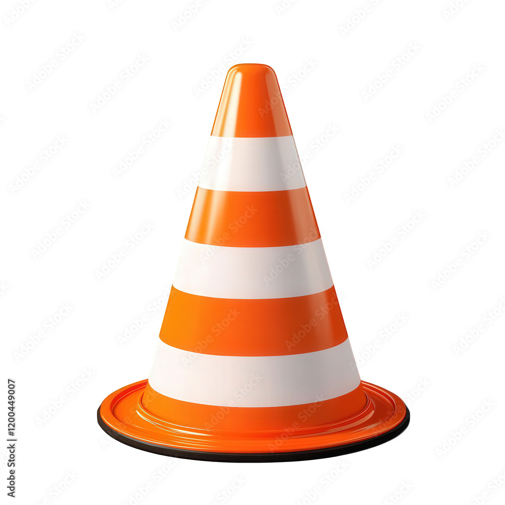 traffic cone. characterized by its conical shape and vibrant orange color with alternating white stripes it serves as a warning or guidance tool. commonly used in construction and roadwork to direct t traffic cone. characterized by its conical shape and vibrant orange color with alternating white stripes it serves as a warning or guidance tool. commonly used in construction and roadwork to direct t