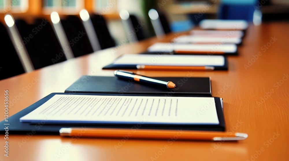 Meeting Preparation Documents Pen Paper Conference Table Meeting Preparation Documents Pen Paper Conference Table