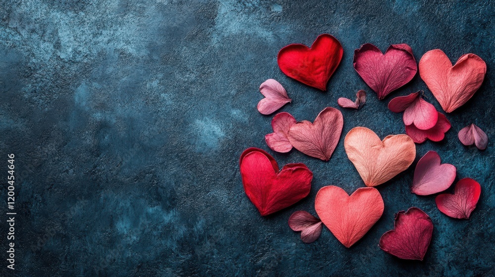Obraz premium A vibrant array of red hearts scattered across a serene blue surface, symbolizing love and affection that brightens the day of every admirer.