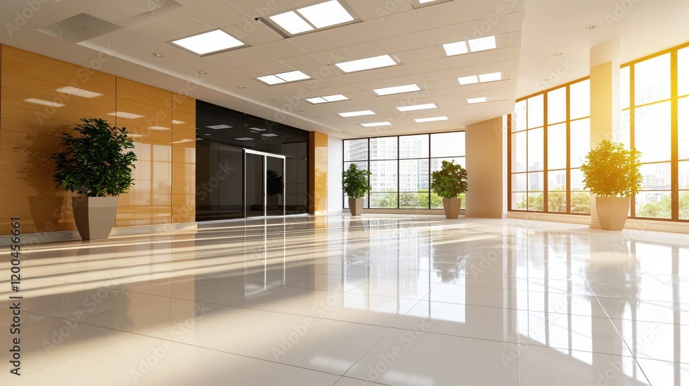 Fototapeta premium Modern Office Lobby Sunlight Spacious Design Interior Architecture