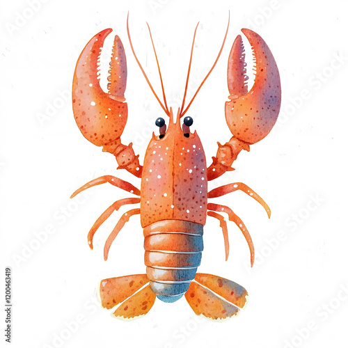 Watercolor Crawfish Illustration photo