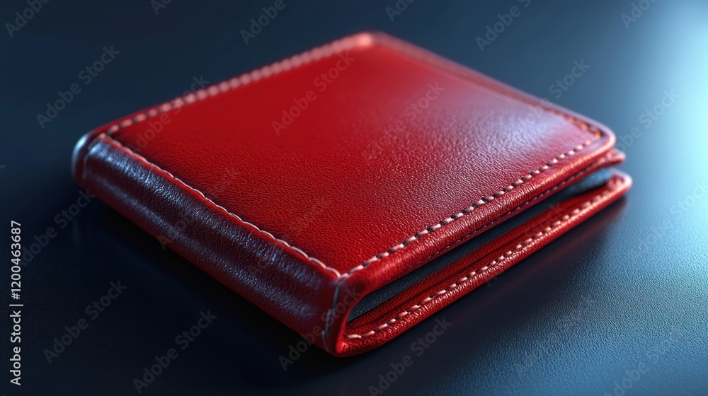 A Luxurious Red Leather Wallet, Smooth Texture, Refined Stitching, Stylish Accessory, Premium Quality A Luxurious Red Leather Wallet, Smooth Texture, Refined Stitching, Stylish Accessory, Premium Quality