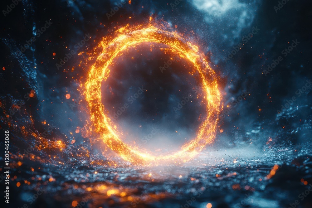 ethereal digital portal with pulsating neon blue energy rings floating crystalline particles dark void background with dynamic light trails ethereal digital portal with pulsating neon blue energy rings floating crystalline particles dark void background with dynamic light trails