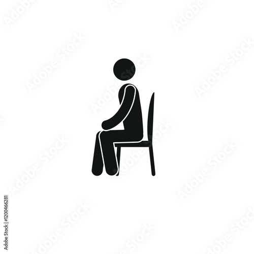 a man is sitting on a chair, a pictogram of a figure of a man sitting on a chair, a flat vector illustration
