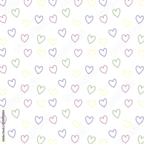 Seamless pattern with love. Hand drawn of colorful heart seamless pattern