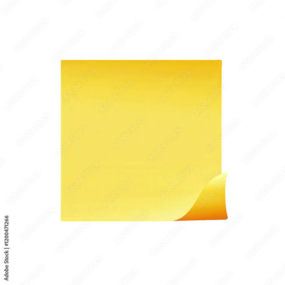 single. square yellow sticky note with a slightly curled edge. set against a plain white background this simple yet versatile item is often used for jotting down reminders. messages. or notes. making single. square yellow sticky note with a slightly curled edge. set against a plain white background this simple yet versatile item is often used for jotting down reminders. messages. or notes. making