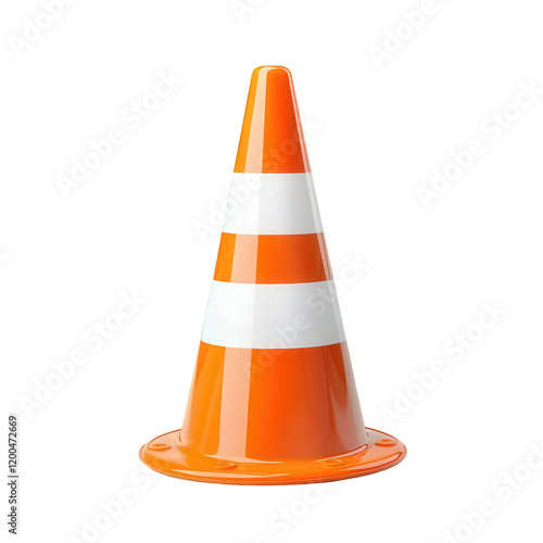 bright orange traffic cone with three horizontal white stripes it is commonly used to indicate roadwork. direct traffic. or mark hazardous areas the cone's conical shape and vibrant color make it easi photo