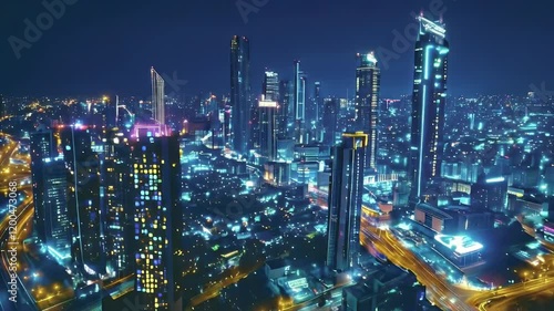 Wallpaper Mural Illuminated Cityscape at Night Torontodigital.ca