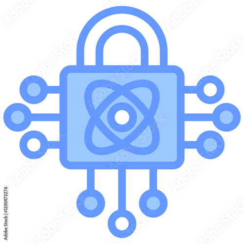 Quantum Cryptography Blue Icon