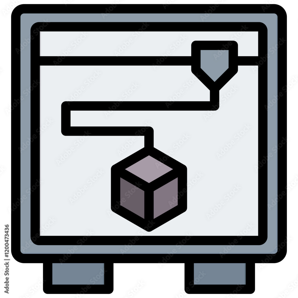 3D Printing Outline Color Icon 3D Printing Outline Color Icon
