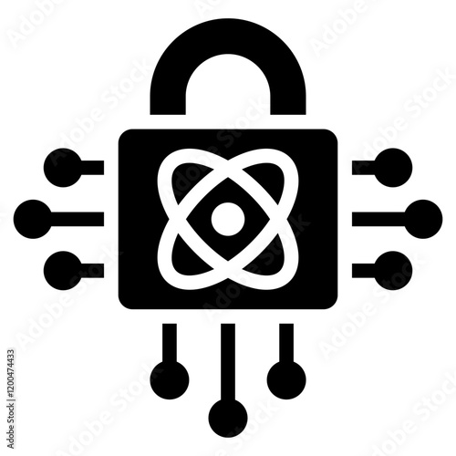 Quantum Cryptography Glyph Icon