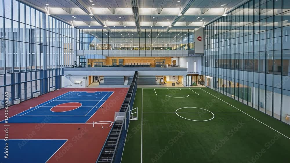 Indoor Sports Complex: A spacious, well-lit indoor sports complex with ...