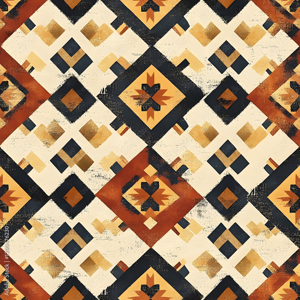 Geometric pattern with earthy tones and bold shapes, perfect for design Geometric pattern with earthy tones and bold shapes, perfect for design