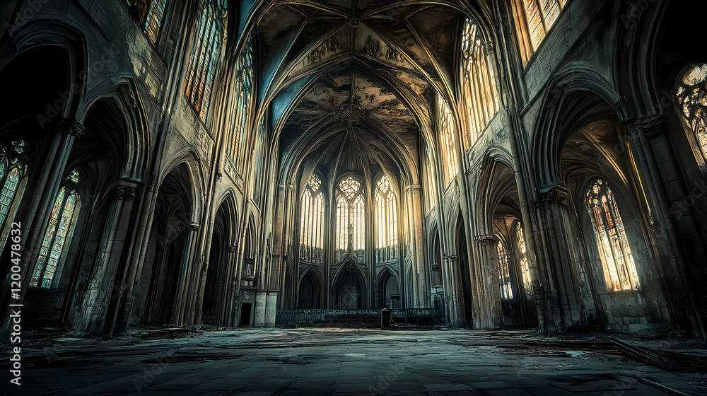 Fototapeta premium eerie gothic cathedral interior
