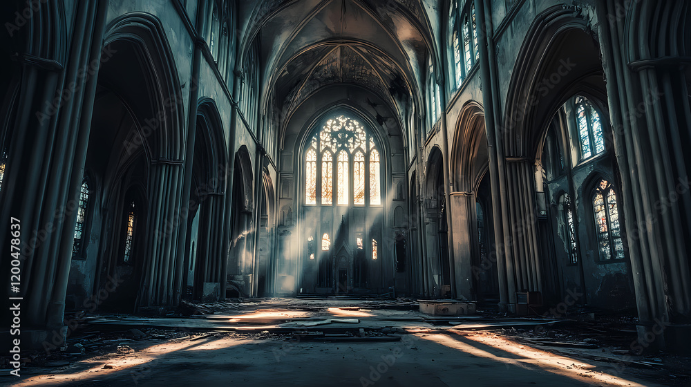 Fototapeta premium eerie gothic cathedral interior