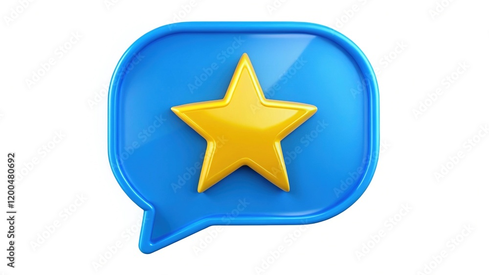 Blue Chat Bubble with Yellow Star - Abstract Digital Art Blue Chat Bubble with Yellow Star - Abstract Digital Art
