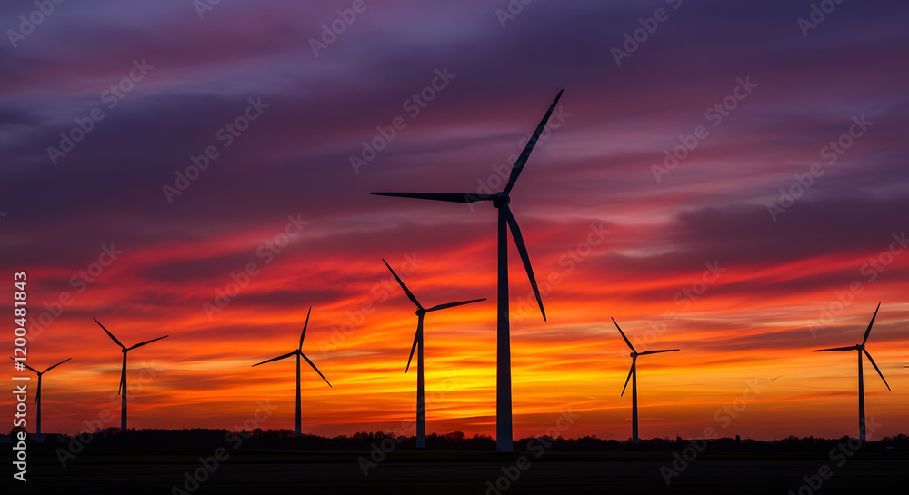 Wind Turbines Spinning On The Horizon Of A Wide, Arid Plateau Wind Turbines Spinning On The Horizon Of A Wide, Arid Plateau
